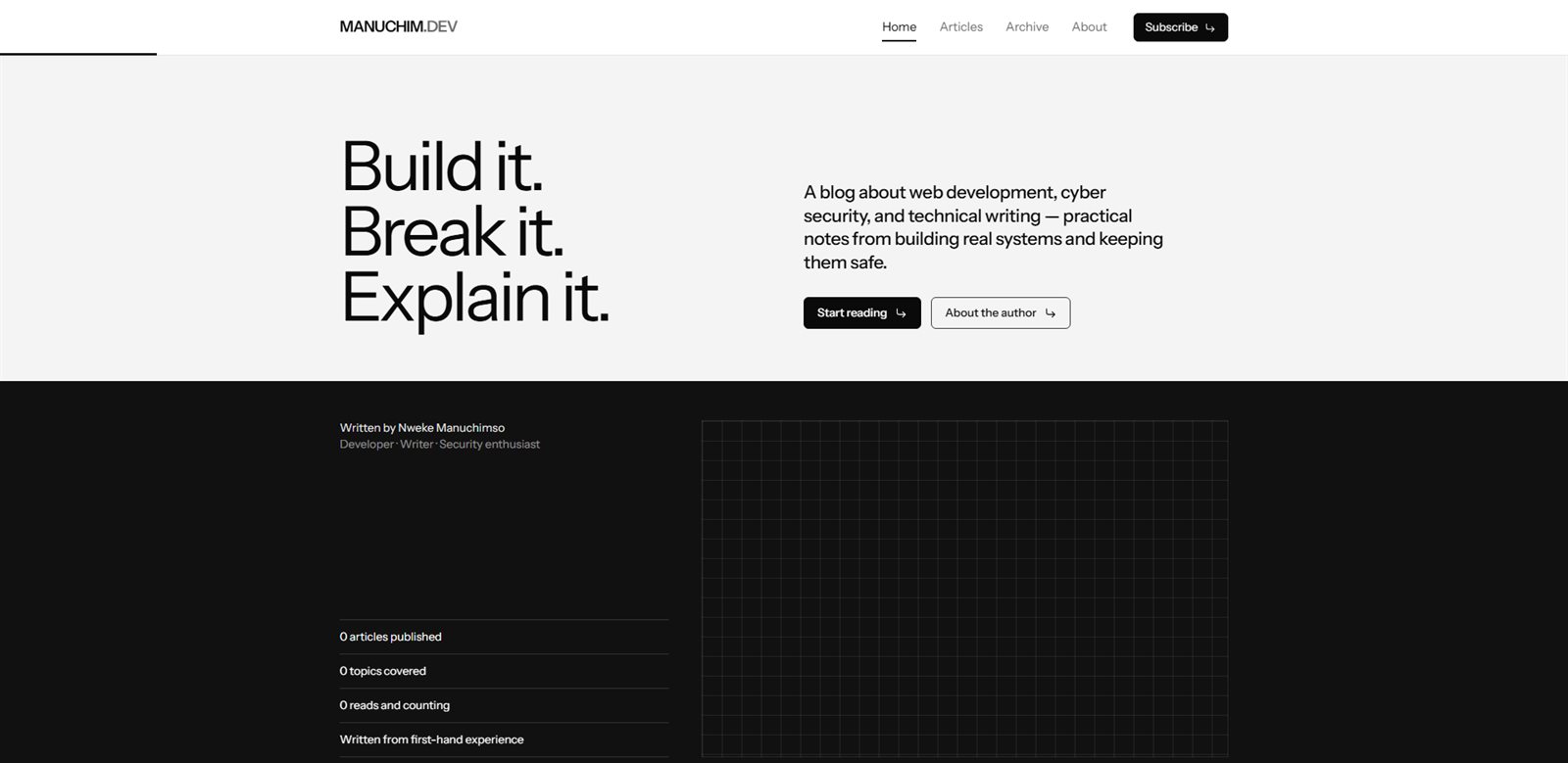 Manuchim.dev — Developer & Writer Blog